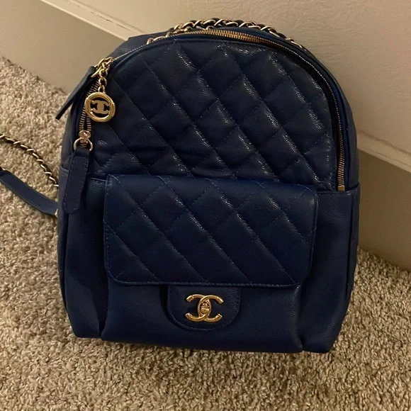 Chanel Blue Caviar Backpack. ? Chanel Duma Caviar Medium Backpack Blue Aa0725pezxsa – Max Pawn main image 2